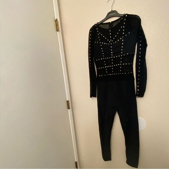WEISSMAN Elite Dance Costume black caged unitard jumpsuit Intentions MT10574 MA - Picture 2 of 13